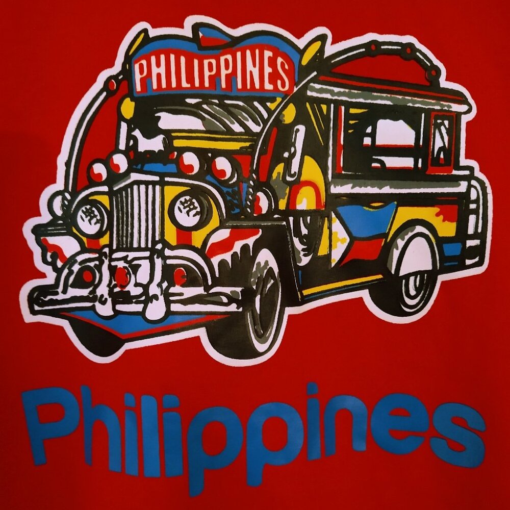 Philippines Red Graphic T Shirt XXL Colorful Jeepney Design Unisex